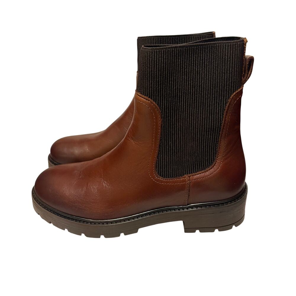 Bootlegger Brown Leather Chelsea Platform Lug Sole Women’s Boots 9.5 Worn Once